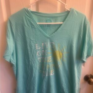 Teal Graphic T-Shirt with Sun Design